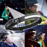 Lampe frontale LED rechargeable avec capteur de mouvement 5 modes lumineux - Noir