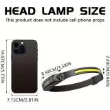 Lampe frontale LED rechargeable avec capteur de mouvement 5 modes lumineux - Noir