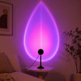 Lampe projecteur coucher de soleil RGB USB 16 couleurs avec t&eacute;l&eacute;commande et rotation &agrave; 180&deg; pour &eacute;clairage d&rsquo;ambiance - Noir