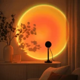 Lampe projecteur coucher de soleil RGB USB 16 couleurs avec t&eacute;l&eacute;commande et rotation &agrave; 180&deg; pour &eacute;clairage d&rsquo;ambiance - Noir