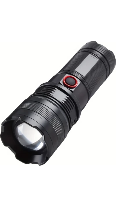 Lampe torche rechargeable USB-C LED aluminium 2000 lumens faisceau puissant 800m focus ajustable - Noir