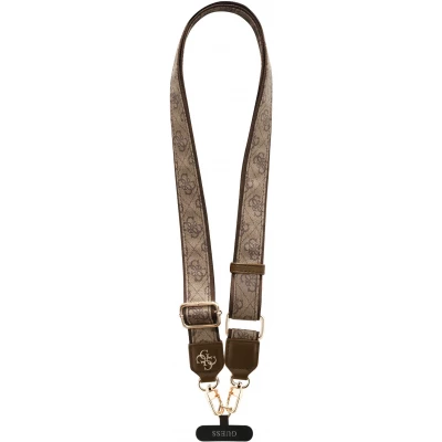 Lani&egrave;re / bandouli&egrave;re universelle Guess Crossbody Strap 4G avec logo m&eacute;tal en PU (150cm) - Brun