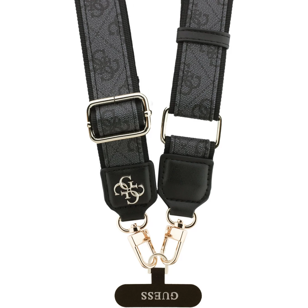 Guess 4G Universelle Crossbody Strap mit Metall-Logo aus PU (150cm) - Schwarz