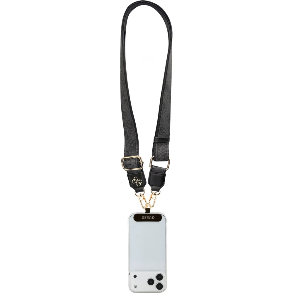 Guess 4G Universelle Crossbody Strap mit Metall-Logo aus PU (150cm) - Schwarz