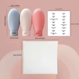 3er Set wiederverwendbare Silikon-Reiseflaschen f&uuml;r Kosmetik und Pflege (60 ml) - Fluggeeignet - Multicolore