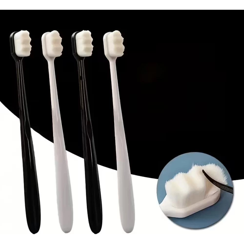 4er Set Ultraweiche Zahnb&uuml;rsten extra sanfte Borsten f&uuml;r empfindliche Z&auml;hne & Zahnfleisch t&auml;gliche Reinigung f&uuml;r Erwachsene (Schwarz-Weiss) - Weiss