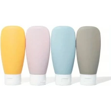 4er Set Reise-Tuben f&uuml;r Hautpflege: Lotion, Creme, Handgel, Duschgel 60 ml