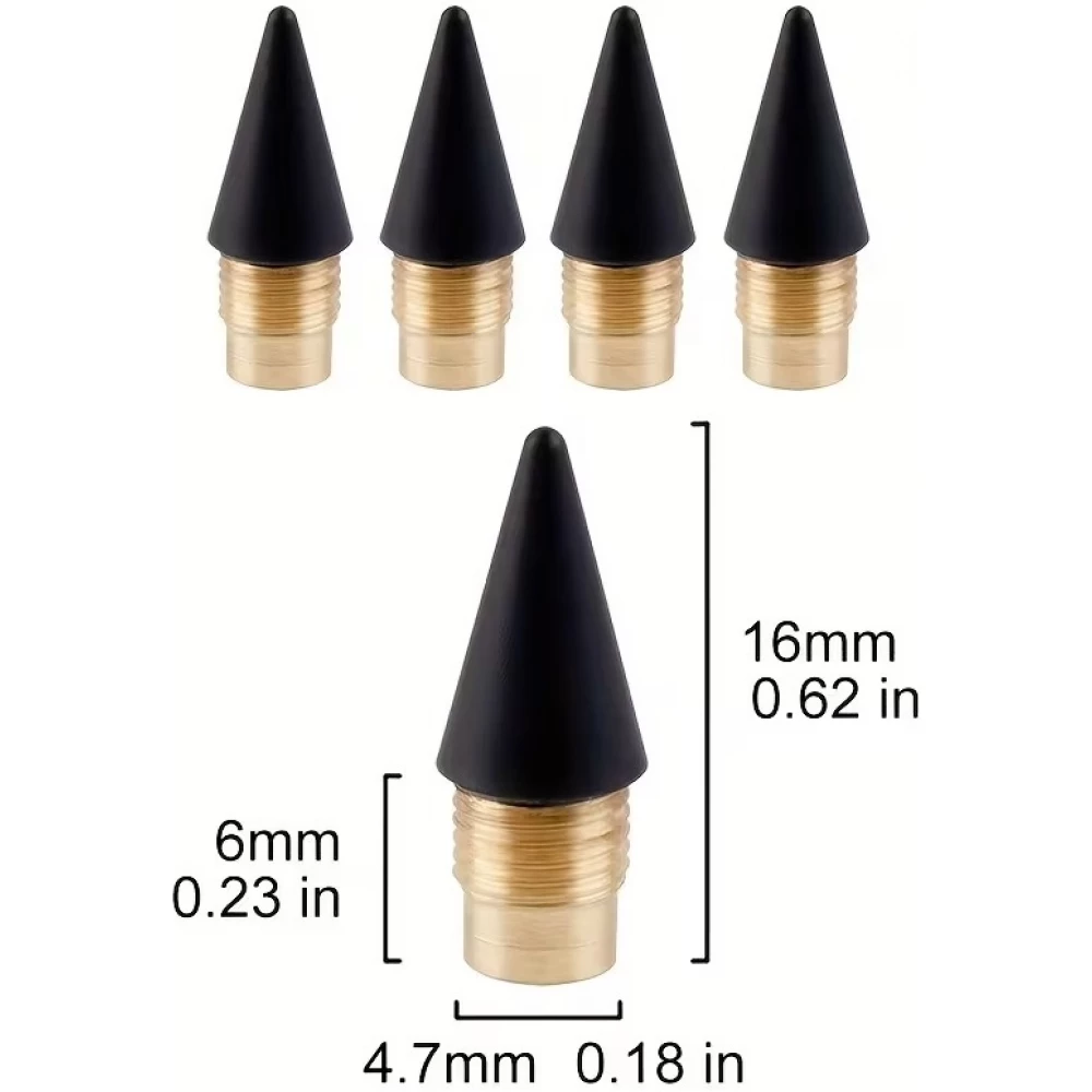 Lot de 5 mines de remplacement crayon sans encre pour stylo &agrave; &eacute;criture infinie - Noir