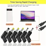 Lot de 6 adaptateurs USB-C vers DC connecteurs divers connecteurs charge routeur 3.0x1.1 &agrave; 5.5x2.1mm transfert donn&eacute;es - Noir
