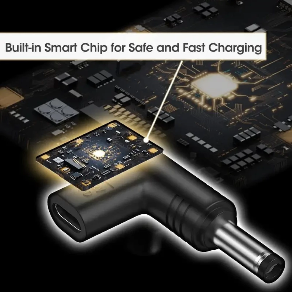 Lot de 6 adaptateurs USB-C vers DC connecteurs divers connecteurs charge routeur 3.0x1.1 &agrave; 5.5x2.1mm transfert donn&eacute;es - Noir