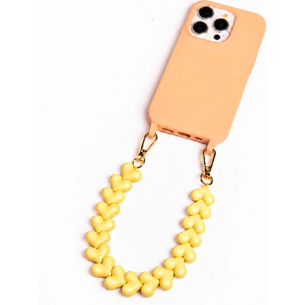 Love Loop lani&egrave;re de poignet pour t&eacute;l&eacute;phone &agrave; c&oelig;urs 3D - Jaune