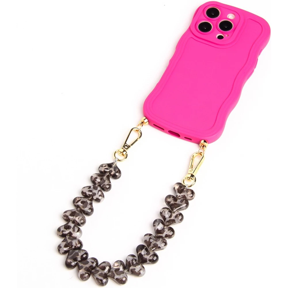 Love Loop lani&egrave;re de poignet pour t&eacute;l&eacute;phone &agrave; c&oelig;urs 3D - LEOPARDCLAIR