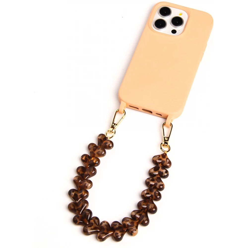 Love Loop lani&egrave;re de poignet pour t&eacute;l&eacute;phone &agrave; c&oelig;urs 3D - LEOPARDFONCE