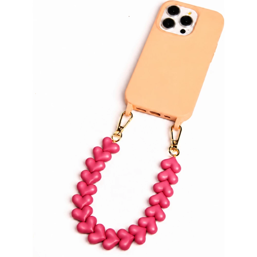 Love Loop lani&egrave;re de poignet pour t&eacute;l&eacute;phone &agrave; c&oelig;urs 3D - Rose