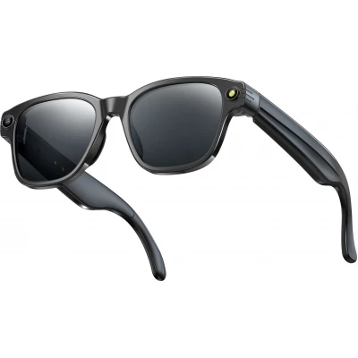 Lunettes de soleil intelligentes avec caméra AI 8 MP HD 4K avec traduction WIFI+Bluetooth transmission en temps réel - Noir