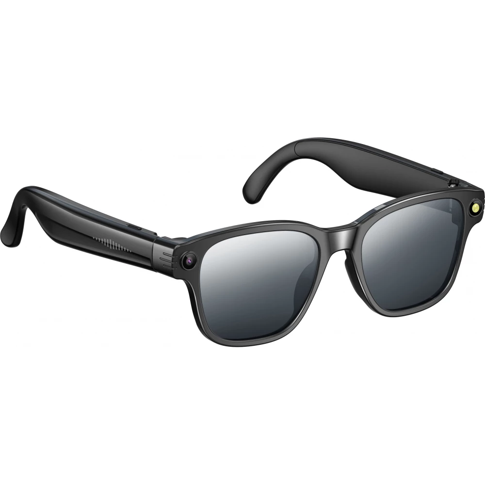 Lunettes de soleil intelligentes avec caméra AI 8 MP HD 4K avec traduction WIFI+Bluetooth transmission en temps réel - Noir