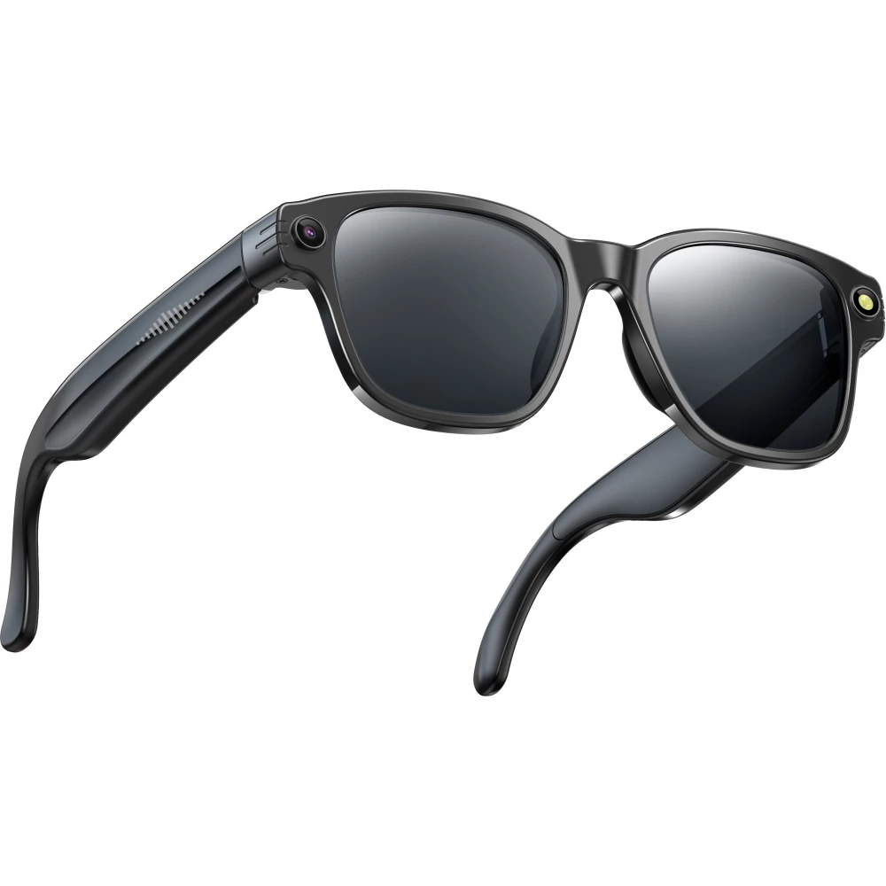 Lunettes de soleil intelligentes avec caméra AI 8 MP HD 4K avec traduction WIFI+Bluetooth transmission en temps réel - Noir