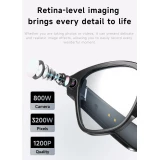 Lunettes intelligentes sans graduation avec caméra AI 8 MP HD 4K avec traduction WIFI+Bluetooth transmission en temps réel - Transparent