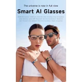 Lunettes intelligentes sans graduation avec caméra AI 8 MP HD 4K avec traduction WIFI+Bluetooth transmission en temps réel - Transparent