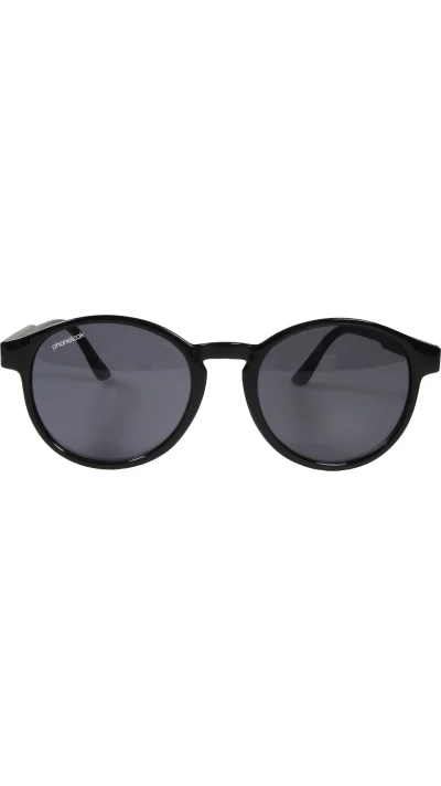 Lunettes de soleil noires rondes UV400 PhoneLook ultra légères, style moderne + pochette de transport - Noir