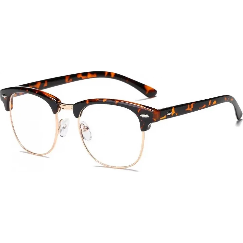Elegante Unisex-Brille aus schwarzem Metall mit bläulichen Gläsern Bildschirmschutz klassischem und modernem Design robuster und leichter Fassung - Gold