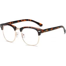 Elegante Unisex-Brille aus schwarzem Metall mit bläulichen Gläsern Bildschirmschutz klassischem und modernem Design robuster und leichter Fassung - Gold