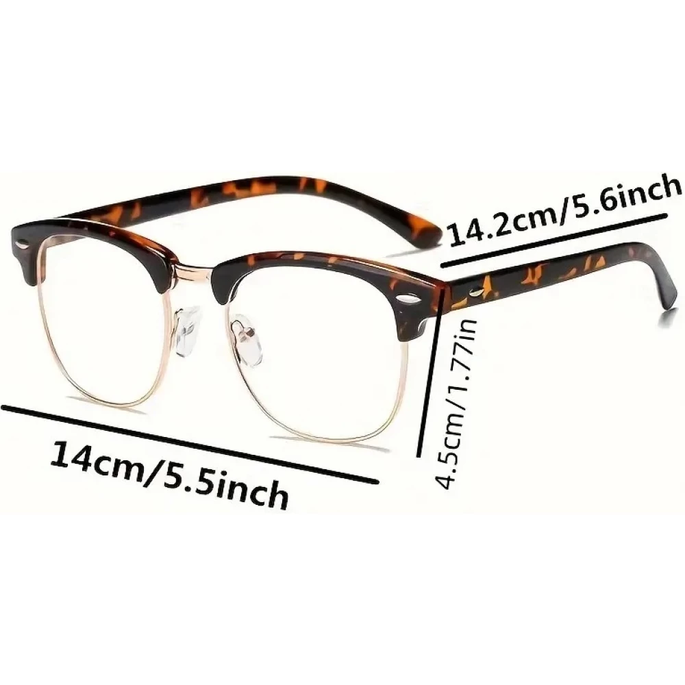 Elegante Unisex-Brille aus schwarzem Metall mit bläulichen Gläsern Bildschirmschutz klassischem und modernem Design robuster und leichter Fassung - Gold