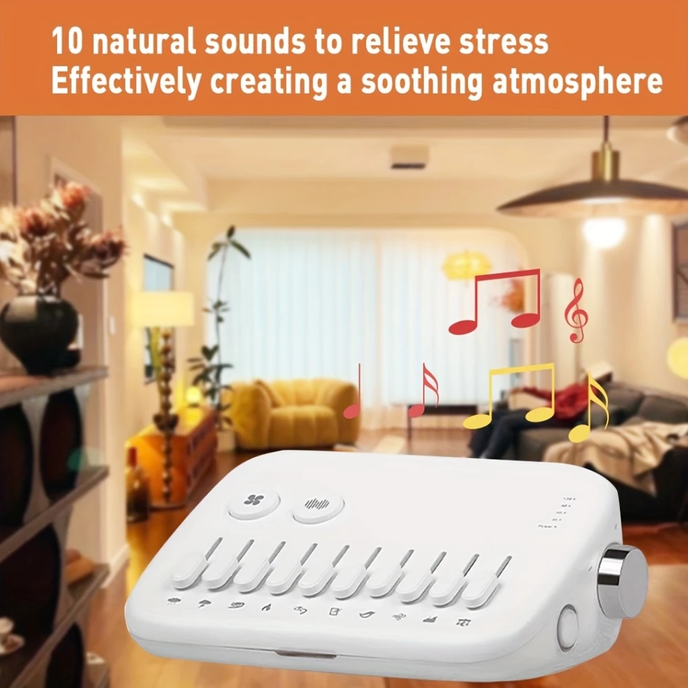 Premium moderne Wei&szlig;es Rauschmaschine mit 10 nat&uuml;rlichen beruhigenden Kl&auml;ngen zum Mischen und Timer (USB-C) - Weiss