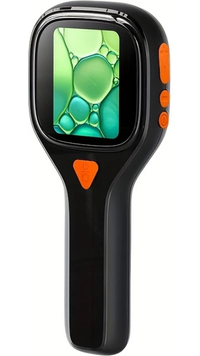 Microscope de poche 500X avec écran IPS 2 pouces caméra 20MP 6 LED réglables photo et vidéo port carte SD - Noir