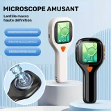 Microscope de poche 500X avec écran IPS 2 pouces caméra 20MP 6 LED réglables photo et vidéo port carte SD - Noir
