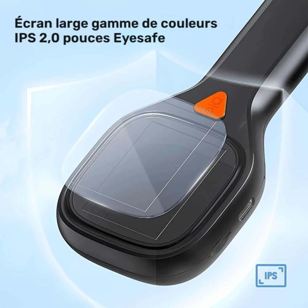 Microscope de poche 500X avec écran IPS 2 pouces caméra 20MP 6 LED réglables photo et vidéo port carte SD - Noir