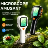 Microscope de poche 500X avec écran IPS 2 pouces caméra 20MP 6 LED réglables photo et vidéo port carte SD - Noir