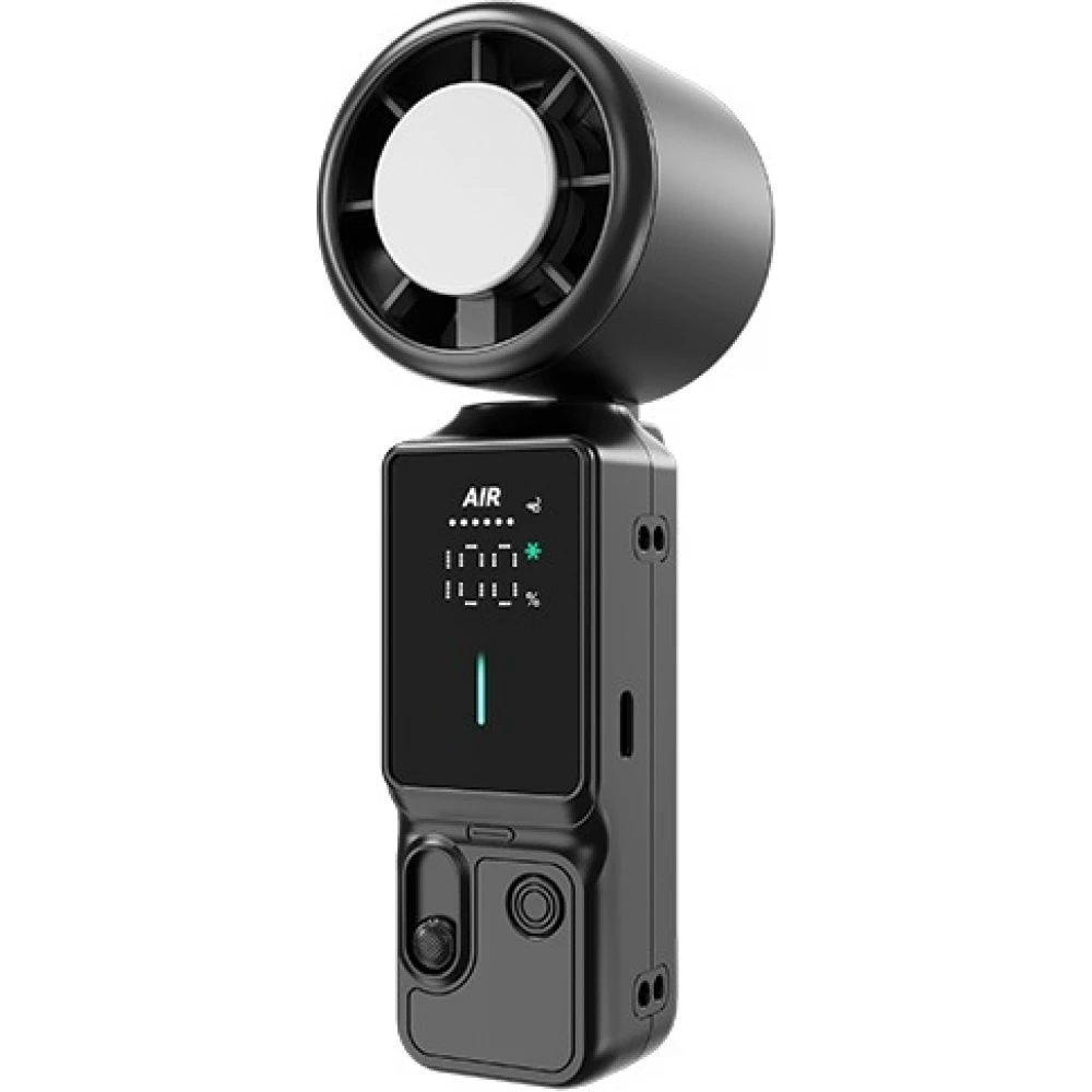 Mini ventilateur portable 100 vitesses turbo 3-en-1 tour de cou &agrave; main et de bureau avec &eacute;cran LED - Noir