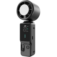 Mini ventilateur portable 100 vitesses turbo 3-en-1 tour de cou &agrave; main et de bureau avec &eacute;cran LED - Noir