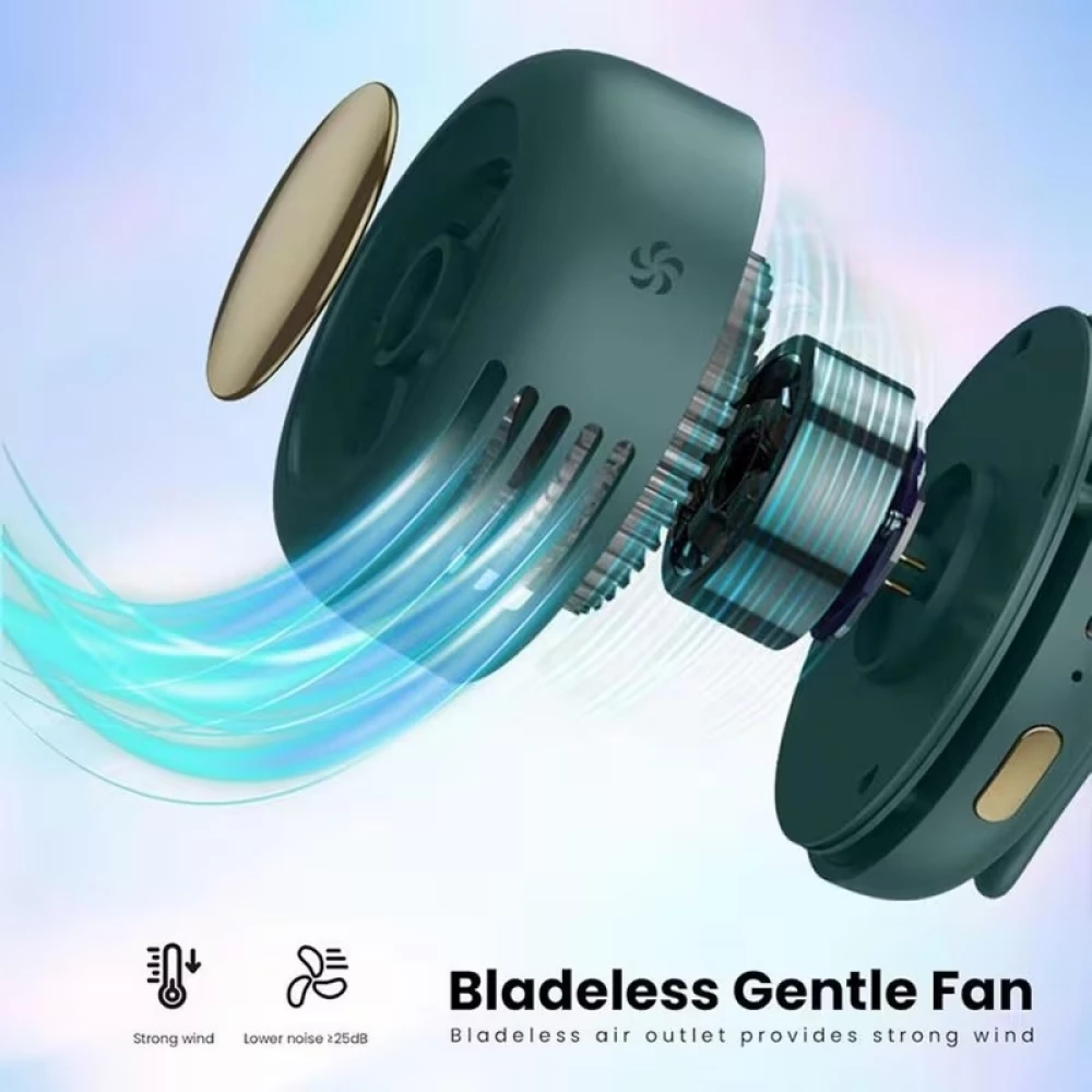 Mini ventilateur portable sans pales silencieux rechargeable à clip mains libres 3 vitesses effet vortex - Rose
