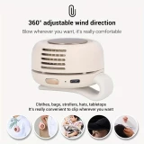 Mini ventilateur portable sans pales silencieux rechargeable à clip mains libres 3 vitesses effet vortex - Rose