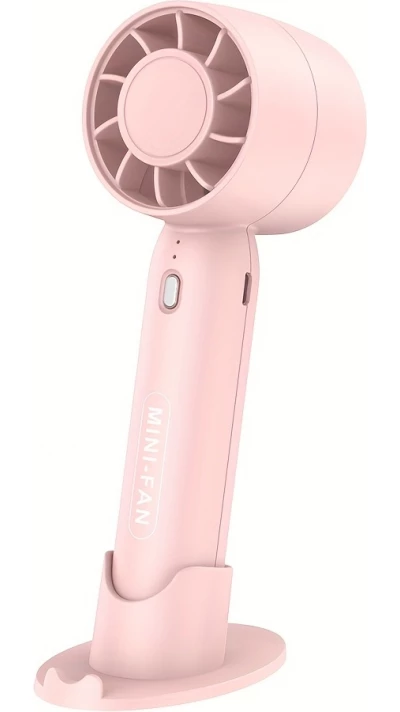 Mini ventilateur portable USB rechargeable 3 vitesses avec support socle - Rose