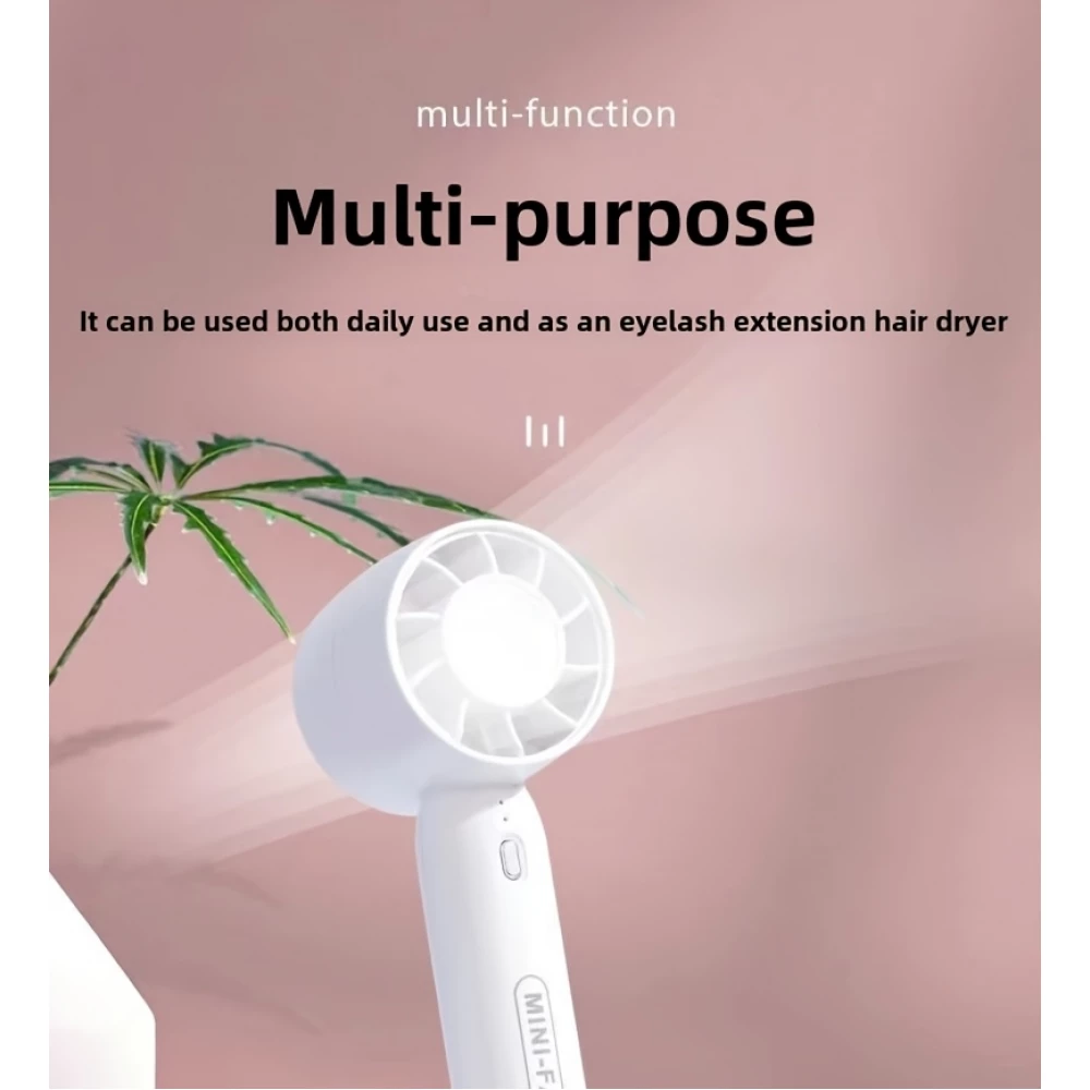 Mini ventilateur portable USB rechargeable 3 vitesses avec support socle - Rose