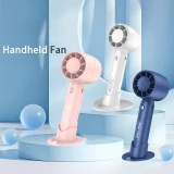 Mini ventilateur portable USB rechargeable 3 vitesses avec support socle - Rose