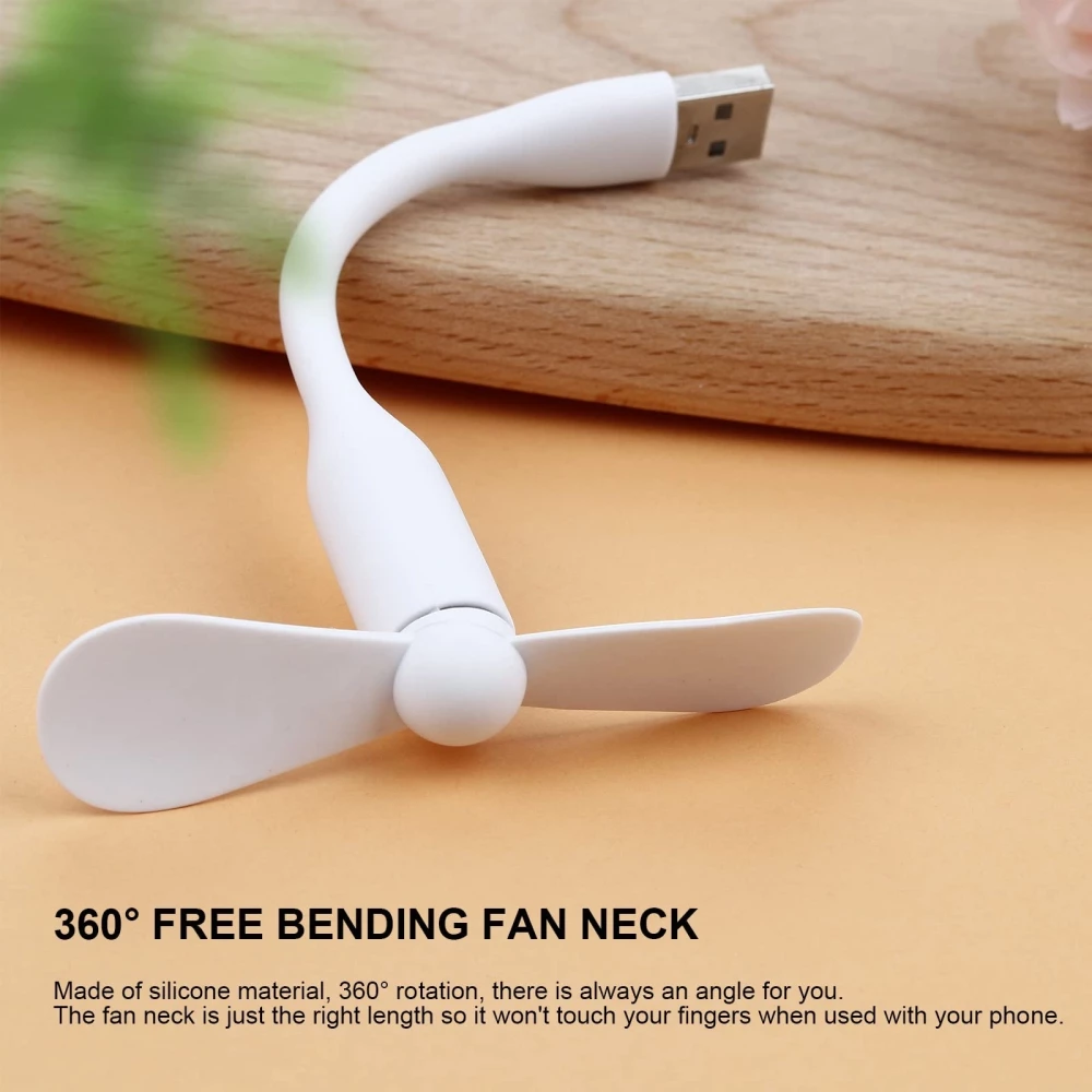 Mini USB-A Ventilator für Laptop / Tablet - Flexibles Silikon Design - Weiss