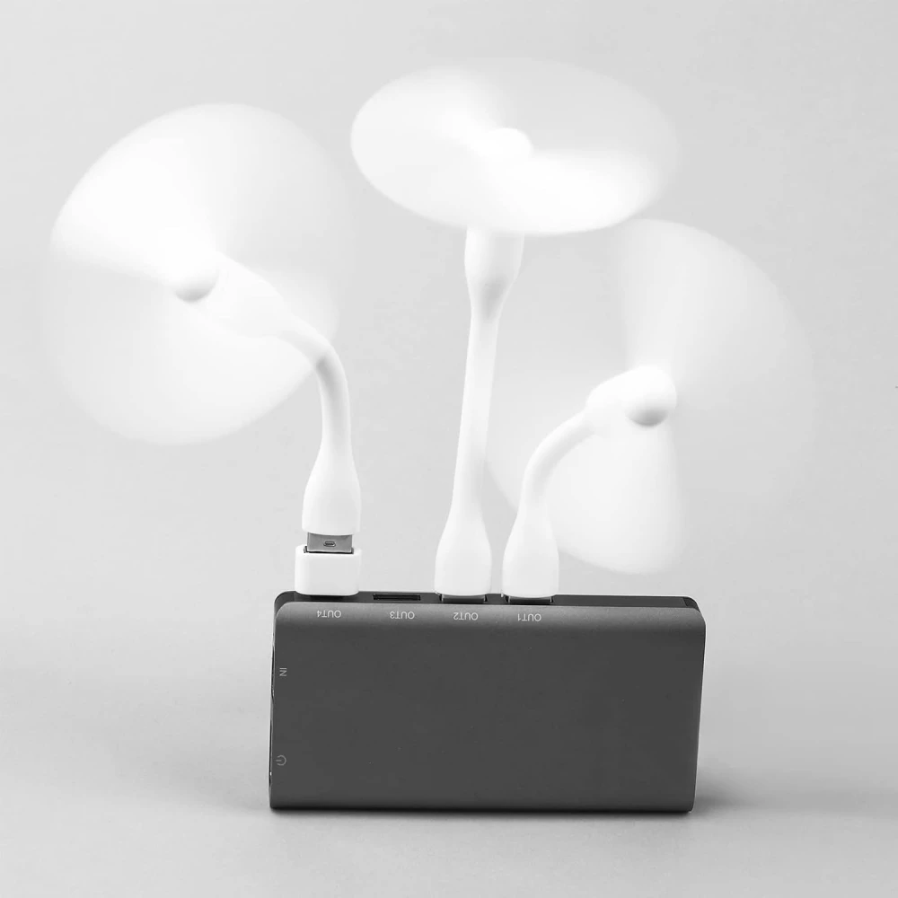 Mini USB-A Ventilator für Laptop / Tablet - Flexibles Silikon Design - Weiss