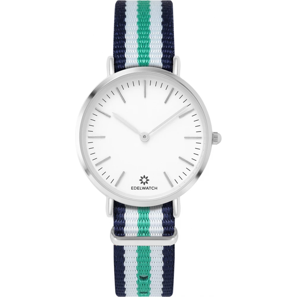 Edelwatch Uhr 32 mm (Ladies) Silver Zifferblatt Weiss (Batterie nicht enthalten) - Blau / Weiss / Grün