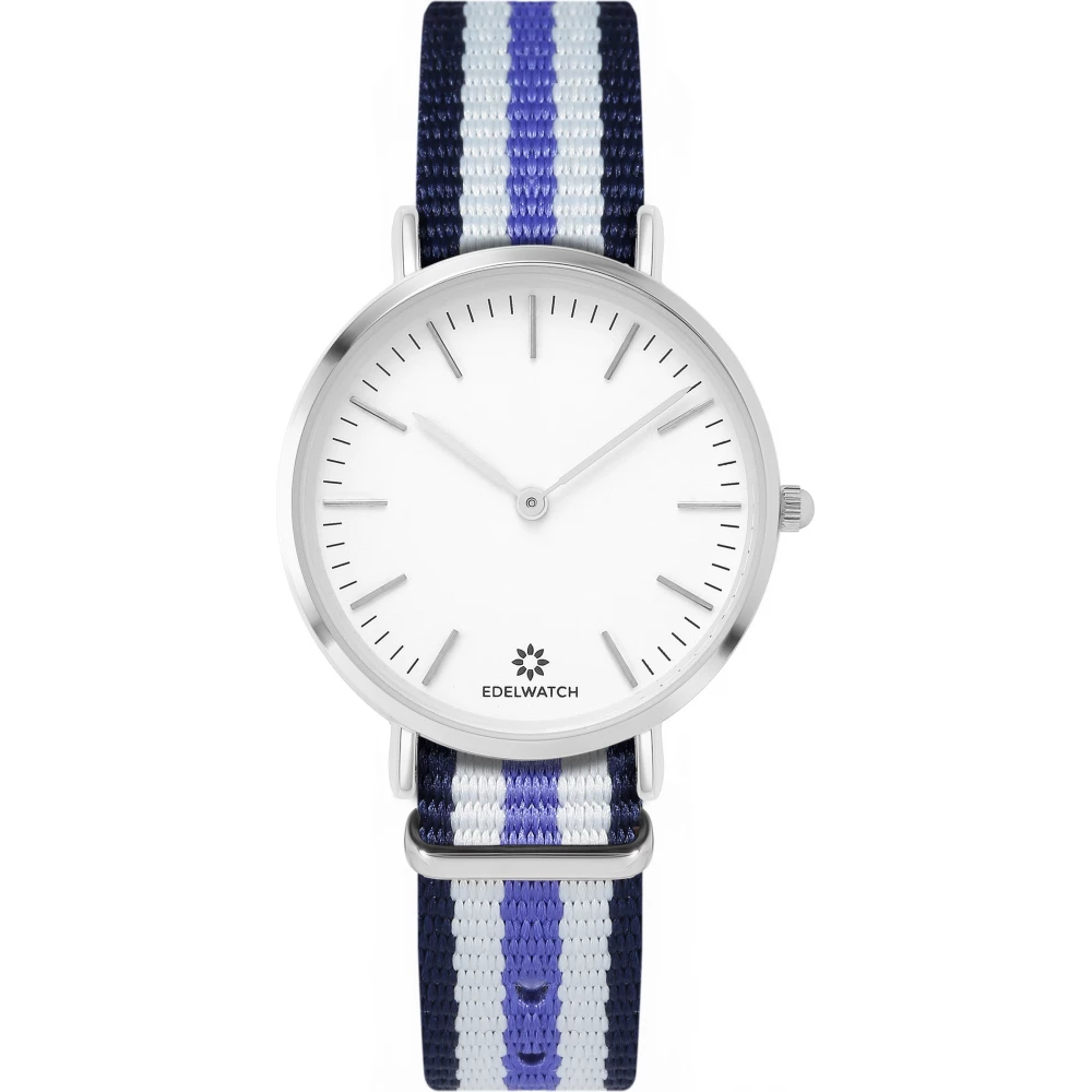 Edelwatch Uhr 32 mm (Ladies) Silver Zifferblatt Weiss (Batterie nicht enthalten) - Blau / Weiss / Violett Armband