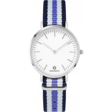 Edelwatch Uhr 32 mm (Ladies) Silver Zifferblatt Weiss (Batterie nicht enthalten) - Blau / Weiss / Violett Armband
