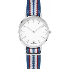 Edelwatch Uhr 32 mm (Ladies) Silver Zifferblatt Weiss (Batterie nicht enthalten) - Hellblau / Rot / Weiss