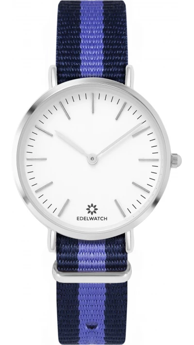 Edelwatch Uhr 32 mm (Ladies) Silver Zifferblatt Weiss (Batterie nicht enthalten) - Blau / Violett Armband