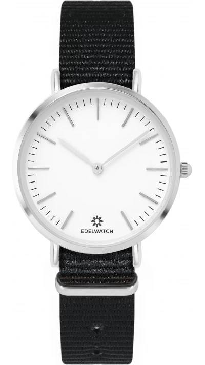 Edelwatch Uhr 32 mm (Ladies) Silver Zifferblatt Weiss (Batterie nicht enthalten) - Schwarz