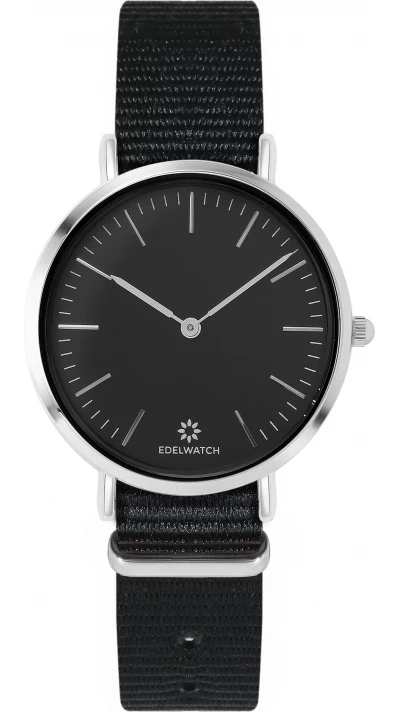 Edelwatch Uhr 32 mm (Ladies) Silver Zifferblatt Schwarz (Batterie nicht enthalten) - Schwarz Armband