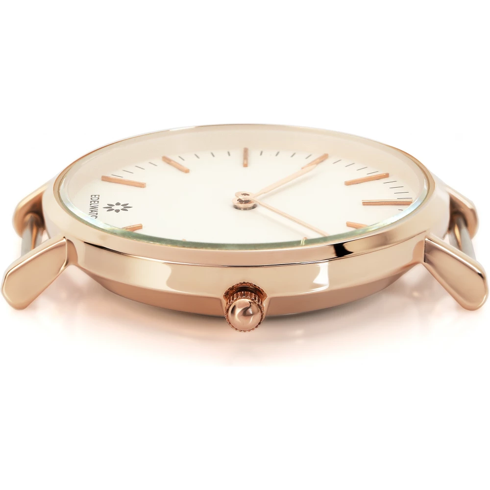 Edelwatch Uhr 32 mm (Ladies) Gold Zifferblatt Weiss (Batterie nicht enthalten) - Blau/Rosa Armband