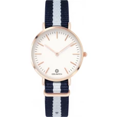 Edelwatch Uhr 32 mm (Ladies) Gold Zifferblatt Weiss (Batterie nicht enthalten) - Blau / Weiss